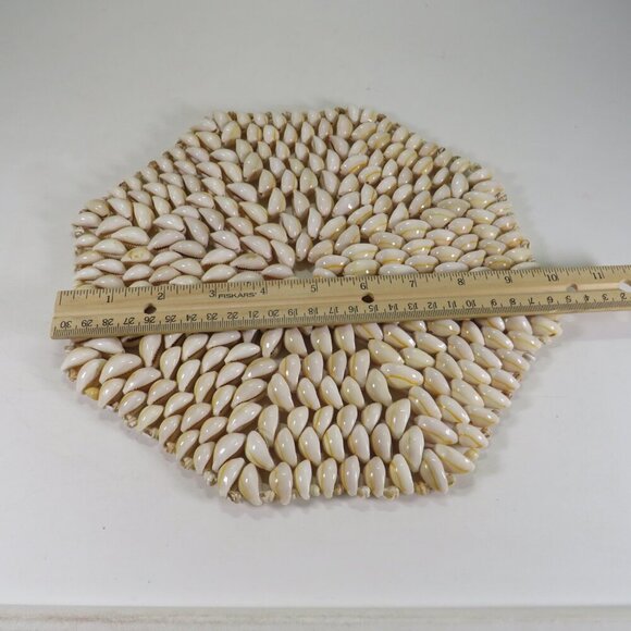 Carib Cowrie Seashell Trivet Octagon Handmade Philippines 10" - Picture 3 of 6